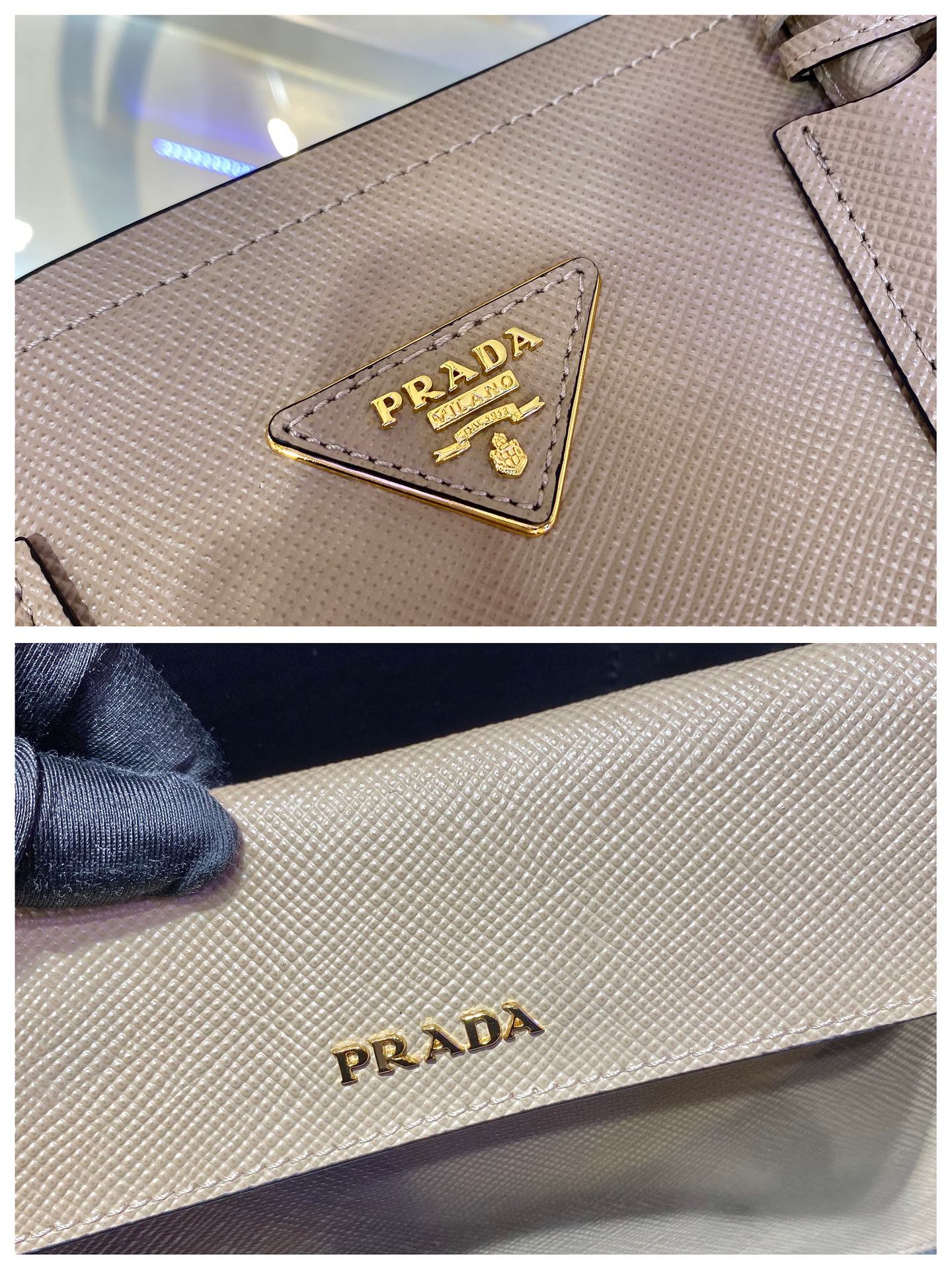 Prada Double Saffiano Leather Bag Shoulder Bag Sand Beige 1BG775